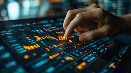 modern digital interface showcases innovative financial technology and asset management with dynamic data visualization, highlighting advanced analytics and secure online transactions