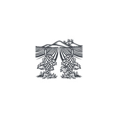 Vineyard engraving vintage logo design template vector illustration