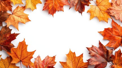 Fototapeta premium Autumnal Abundance: A Vibrant Maple Leaf Frame