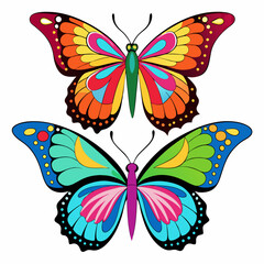 collection of butterflies isolated on black vector art 