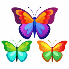 collection of butterflies isolated on black vector art 
