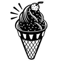 ice cream isolated on black vector art 