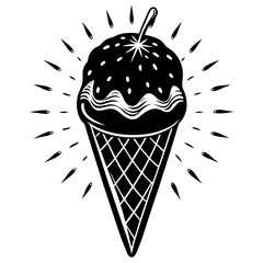 ice cream isolated on black vector art 