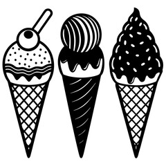 ice cream isolated on black vector art 