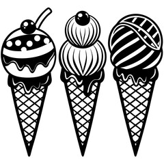 ice cream isolated on black vector art 