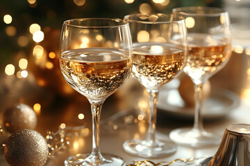A pair of champagne glasses as a celebration of happy new year