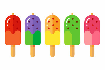  Ice cream popsicle palette of different fruit flavors on a white background vector illustration
