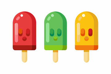  Ice cream popsicle palette of different fruit flavors on a white background vector illustration