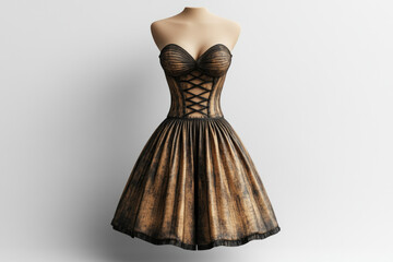 Obraz premium Black and brown printed dress on a mannequin.