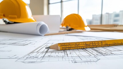 Detailed construction blueprint showcasing environmentally sustainable design elements and green building techniques for modern energy efficient structures that minimize environmental impact