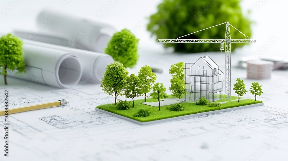 Aufkleber detailed blueprint for green construction and sustainable building practices focused on environmenta