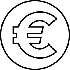 EUR Euro symbol glossy Money black symbol icon currencies and a digital chip symbolizing the intersection of traditional and digital finance. isolated on transparent background, used for mobile.