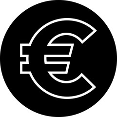 EUR Euro symbol glossy Money black symbol icon currencies and a digital chip symbolizing the intersection of traditional and digital finance. isolated on transparent background, used for mobile.