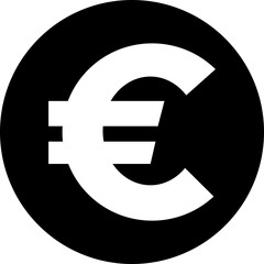 EUR Euro symbol glossy Money black symbol icon currencies and a digital chip symbolizing the intersection of traditional and digital finance. isolated on transparent background, used for mobile.