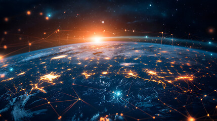 Digital world globe, concept of global network and connectivity on Earth, high speed data transfer and cyber technology, information exchange and international telecommunication