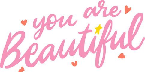 You are Beautiful, Women's Day Typography Lettering
