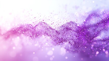 Obraz premium Abstract purple and white background with a wave of particles and bokeh lights.