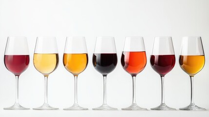 Variety of Wine Glasses Displaying Different Shades of Red and White Wines Highlighting Nutritional and Antioxidant Benefits