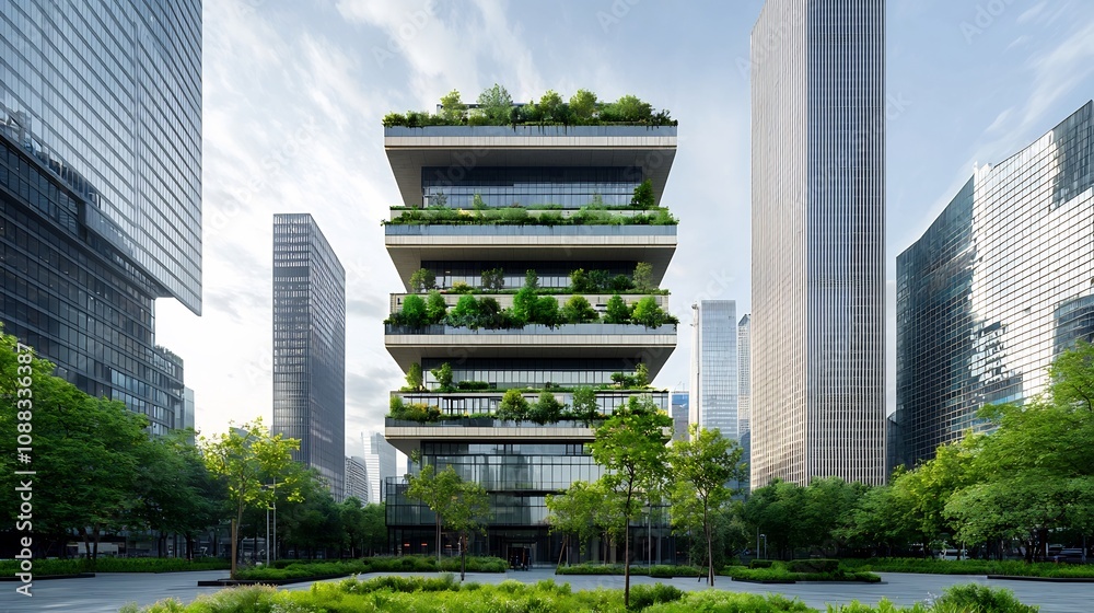 Poster sustainable architecture promoting eco friendly construction practices for a greener future with ene