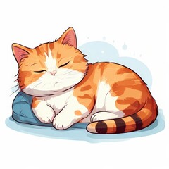 Fototapeta premium the AI Image Generator, Adorable Orange Tabby Cat Sleeping Peacefully