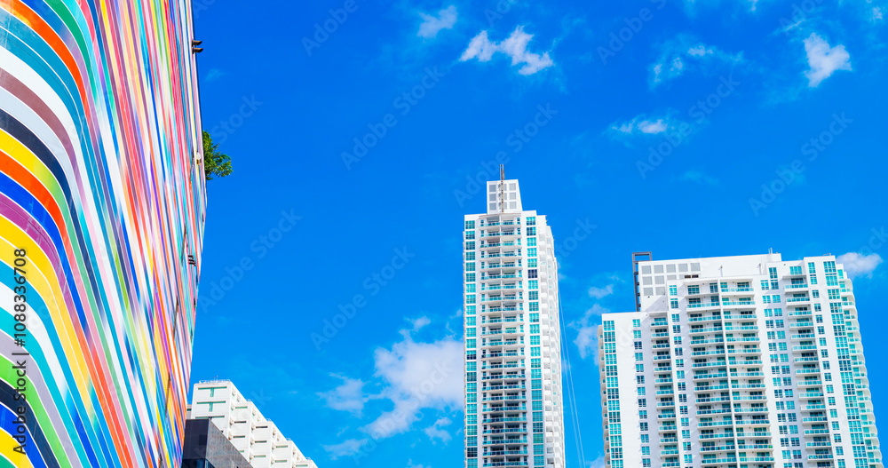 Wall mural skyscrapers in the city Brickell miami 