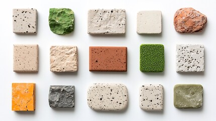 A close up shot showcasing the range of eco friendly and sustainable construction materials utilized in green building practices highlighting the innovative approach to modern