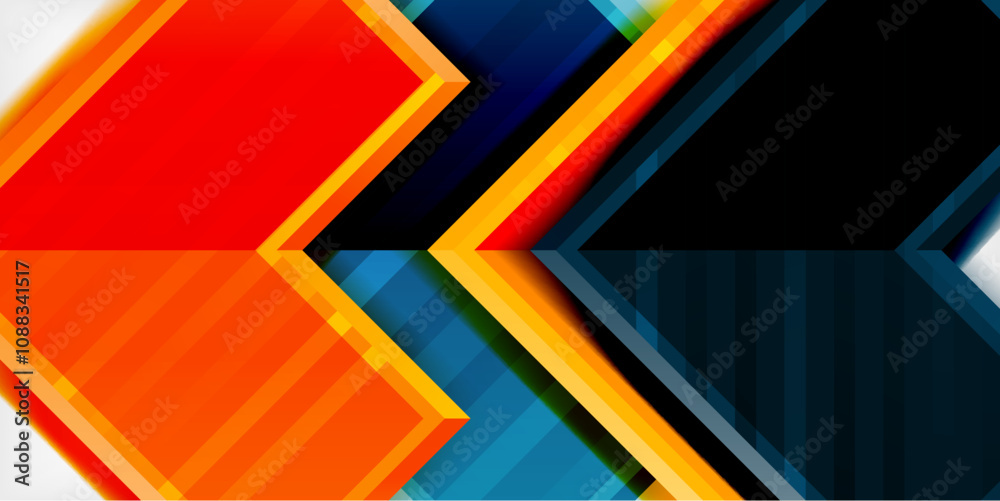 Poster Arrow symbols created with 3d effects and line texture geometric abstract background