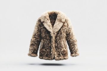 Brown and black fur coat draped over a wooden chair in a luxurious room with a crystal chandelier, creating an elegant and stylish feel.