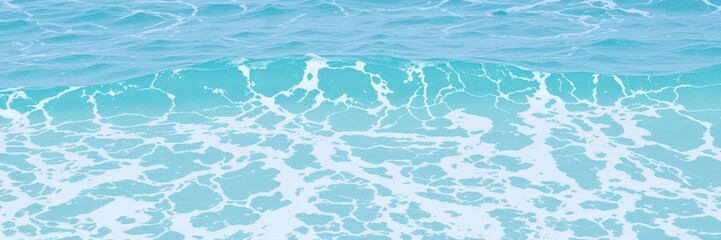Obraz premium Pure blue turquoise water texture of the ocean sea with foam and crashing waves, nature, pure, waves
