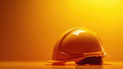 Yellow construction helmet against a vibrant yellow background symbolizing safety, preparedness, and protection in hazardous environments.