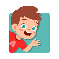 kid happy smile greet and waving hand