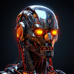 Fototapeta premium the AI Image Generator, Futuristic Robot with Transparent Head and Glowing Lights