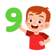 little kid holding number for math study