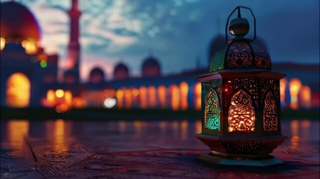 Beautiful greeting card with holiday composition for celebrate Ramadan