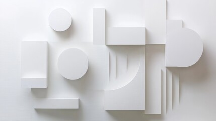 Minimalistic design featuring white geometric shapes against a clean background, perfect for modern website banners with ample copy space.