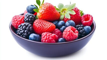 Obraz premium A bright, colorful bowl of assorted fresh berries including strawberries, blueberries