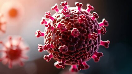 Microscopic view of HPV on skin cells, detailed focus on virus and infection, Vivid colors, Detailed features