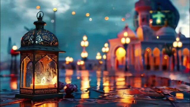 Beautiful greeting card with holiday composition for celebrate Ramadan