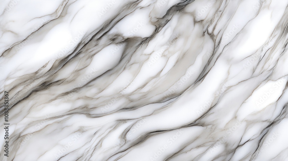 Poster a smooth, elegant marble texture with white and gray veining, ideal for design and architecture.