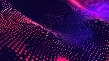 Obraz premium Vibrant duotone texture showcasing a flowing background with dynamic purple and red neon light reflections in a wave pattern