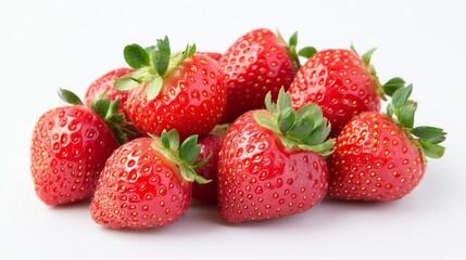 A bunch of ripe, sweet strawberries with their bright red color and tiny seeds, Each strawberry&rsquo;s fresh texture and vibrant color captured in exquisite detail