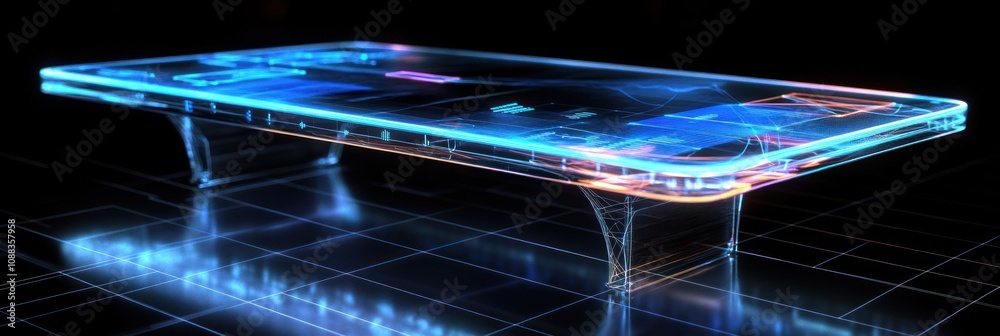 Poster a futuristic transparent smartphone design showcasing advanced technology and sleek aesthetics.
