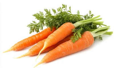 A bunch of vibrant, orange carrots freshly pulled from the earth, Their earthy sweetness ready to be enjoyed