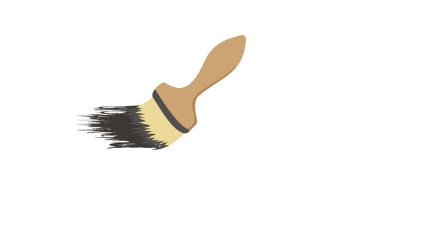animation of black paint brush strokes isolated on a transparent background, alpha channel setting,
