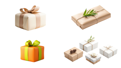 A Brightly Wrapped Gift Box with Neon Ribbon, Standing Out against a Minimalist Transparent Background with Festive Accents. - 1