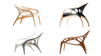 Side View of Spider Chair, Showing Its Complex, Web-Inspired Design and Sturdy Construction, on a Transparent Background - 1