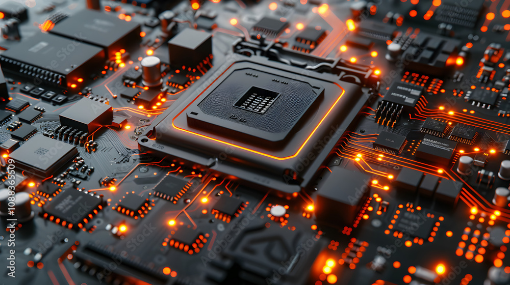 Aufkleber hardware, electrical and data with circuit board of future for engineering, cybersecurity and progra