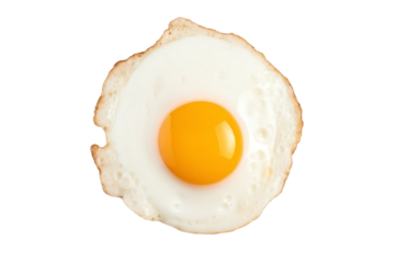 top view of fried egg isolated on transparent background. Generative ai