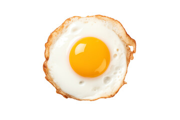 top view of fried egg isolated on transparent background. Generative ai