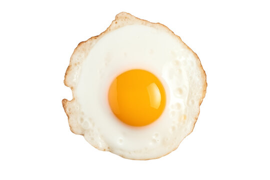 top view of fried egg isolated on transparent background. Generative ai